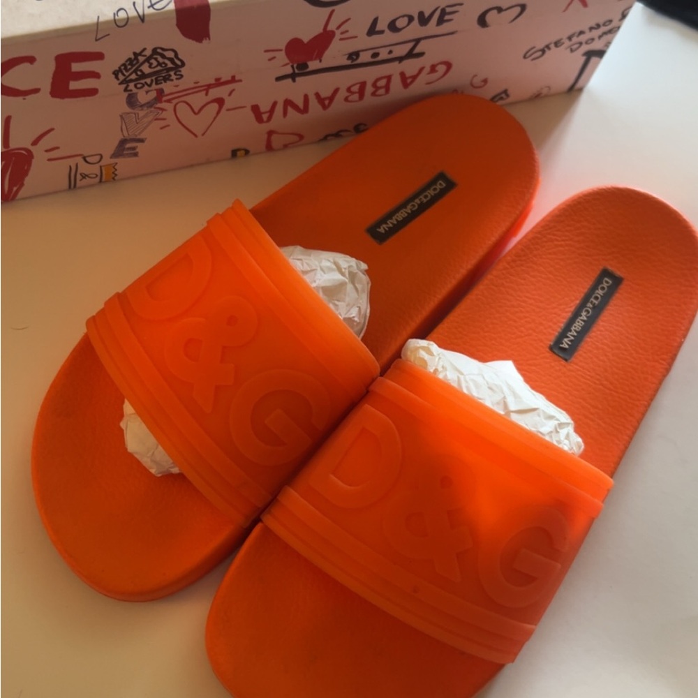 Dolce & Gabbana Bright Orange Slides